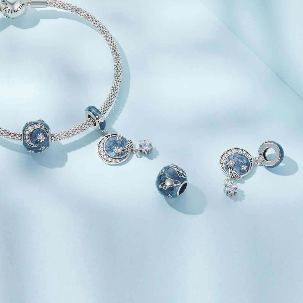 BAMOER Hạt BạC 925 HìNh MặT Trăng ThờI Trang