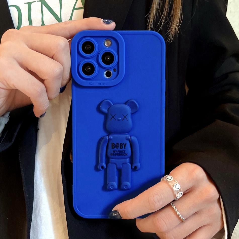 Ốp lưng viền vuông procam đính gấu bearbrick