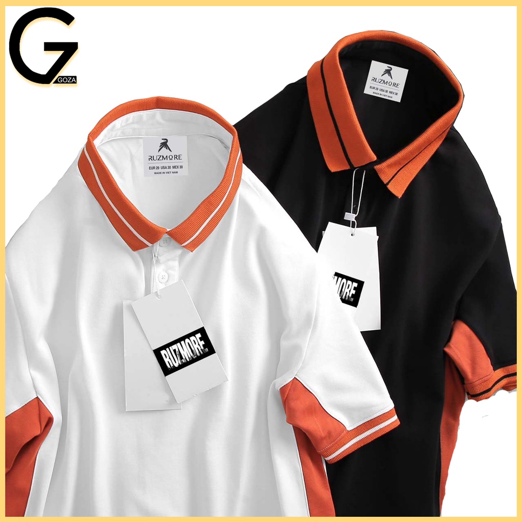 Áo polo nam cổ bẻ cotton phối màu cam trẻ trung | BigBuy360 - bigbuy360.vn