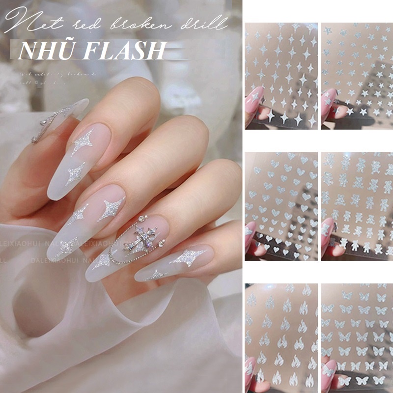 Sticker Nails 3D | Nhũ Lung Linh Flash Phát Sáng