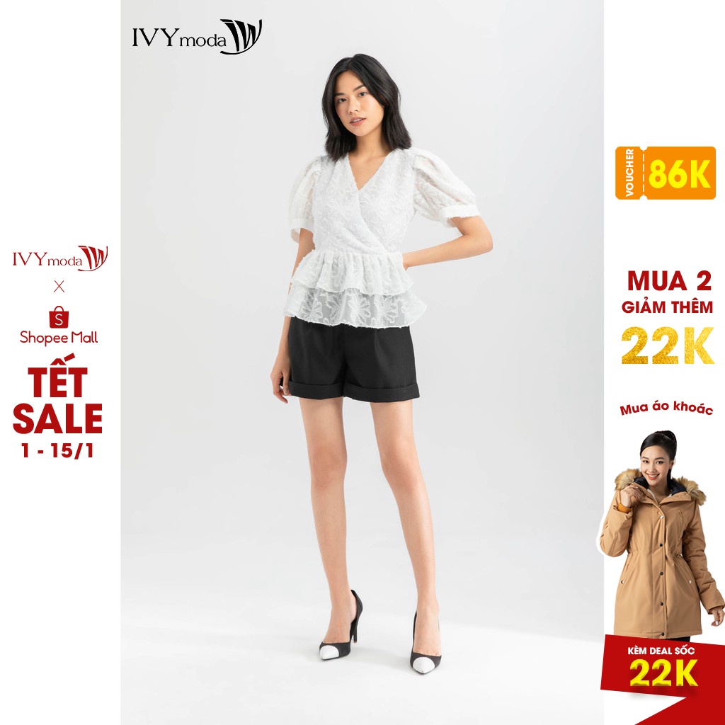[NHẬP WABRTL5 GIẢM 10% TỐI ĐA 50K ĐH 250K ]Áo Peplum hoa nổi nữ IVY moda MS 16M6415