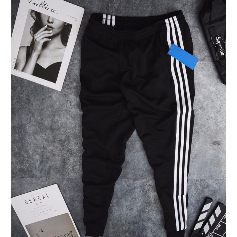 QUẦN THỂ THAO NAM - QUẦN JOGGER NAM NỮ 3 SỌC VẢI THUN CAO CẤP