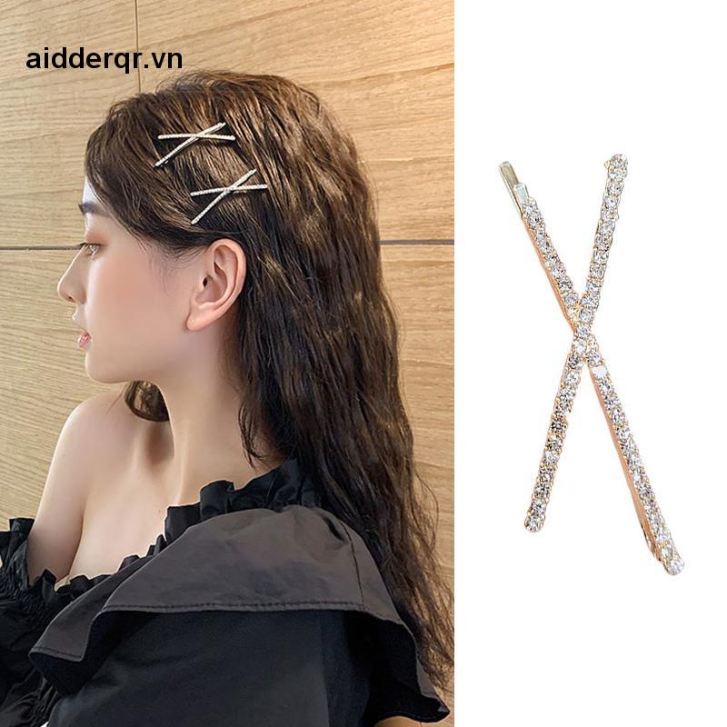 🌸🌸Kẹp Tóc Kiểu Đan Chéo Đính Đá Lấp Lánh Sang Trọng