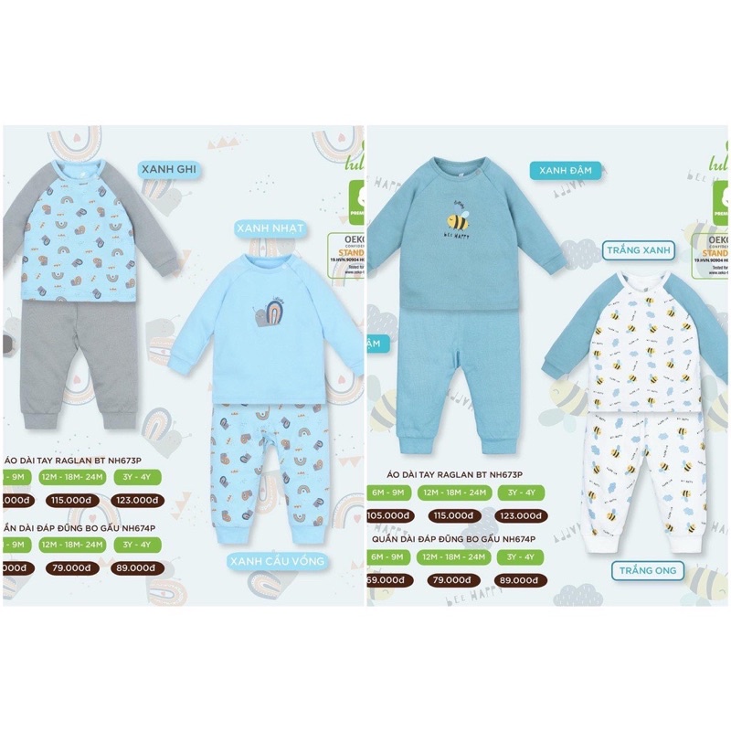 {Mẫu mới}Bộ Lullaby cotton thu đông dài tay mẫu mới