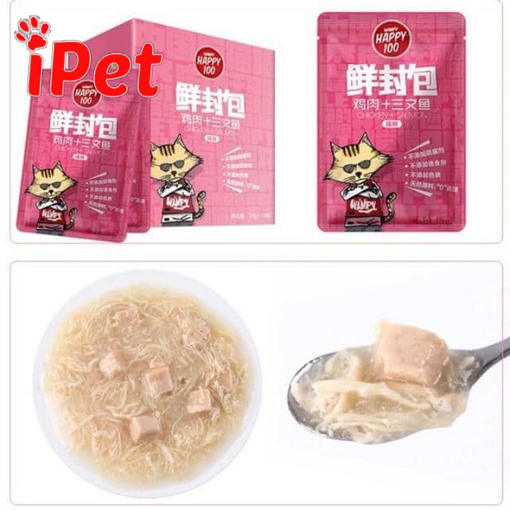 [Mã SKAMPUSH9 giảm 10% đơn 200K] Pate Cho Mèo Wanpy Happy 100 gói 70gr - iPet Shop