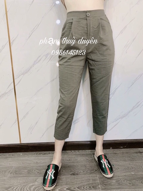 Quần Baggy ống lửng chất đũi mát hàng Quảng Châu MS 818