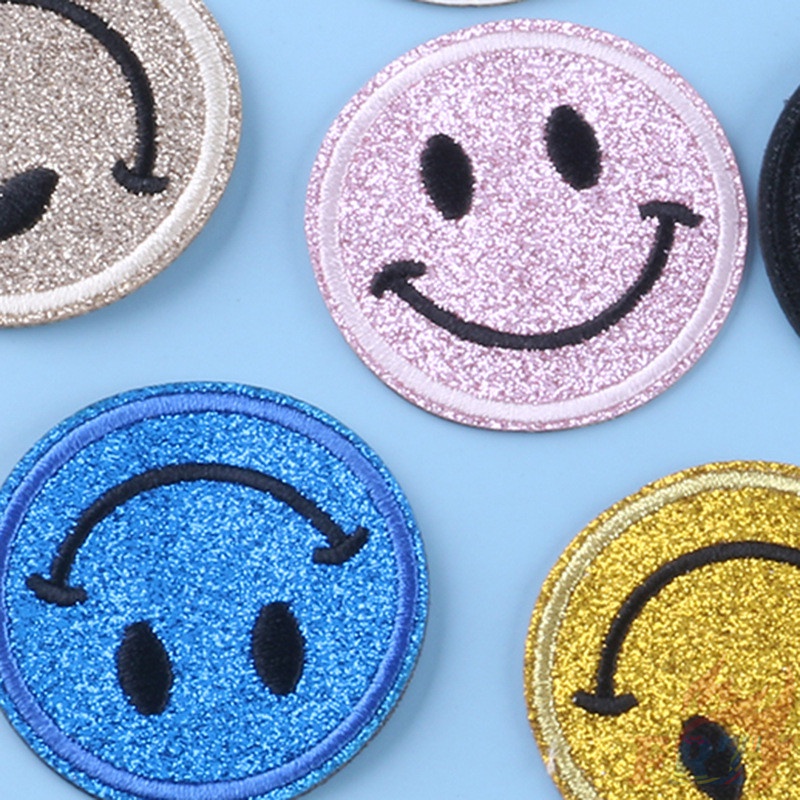 Miếng vá ủi quần áo thêu hình mặt cười 02 nhiều màu thời trang