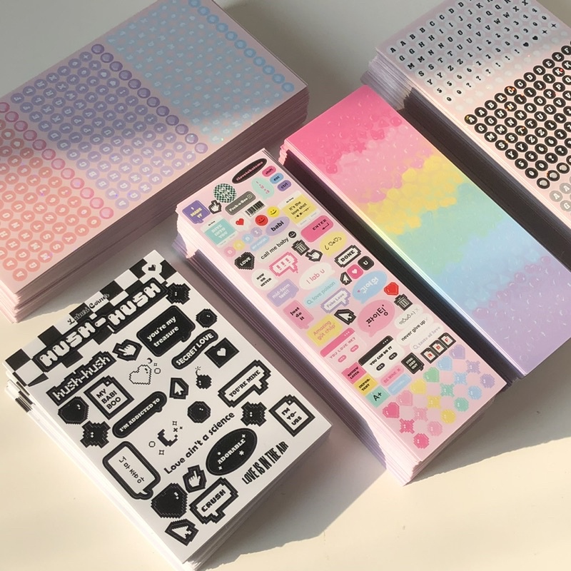 STICKER HUSH-HUSH STICKER TRANG TRÍ CÁN LẤP LÁNH🎱🖤💣