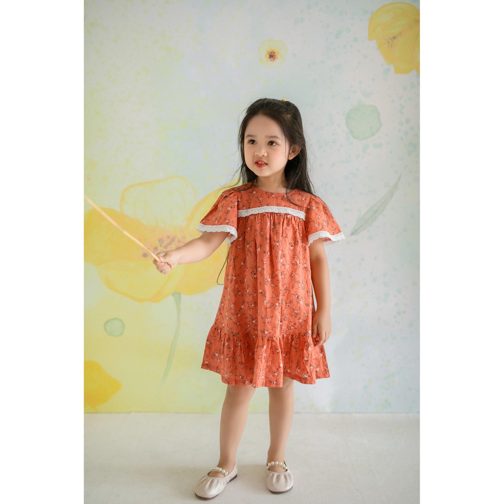 [LITTLE PINK] HAILEY DRESS - Váy hoa nhí đáp ren bé gái