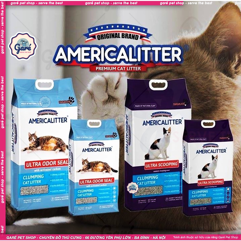 10L Cát vệ sinh America Litter cho mèo - cát đất sét siêu vón siêu khử mùi chống bụi American Garé Pet Shop