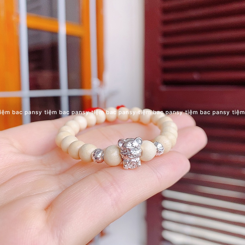 Vòng dâu tằm tuổi hổ - Vòng dâu tằm cho bé mix con giáp bạc ta chống giật mình, mang lại bình an, may mắn