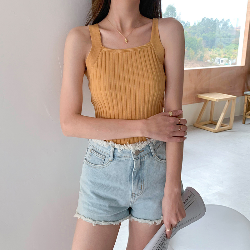 Áo Hai Dây Dệt Kim Màu Trơn Gợi Cảm Cho Nữ | BigBuy360 - bigbuy360.vn