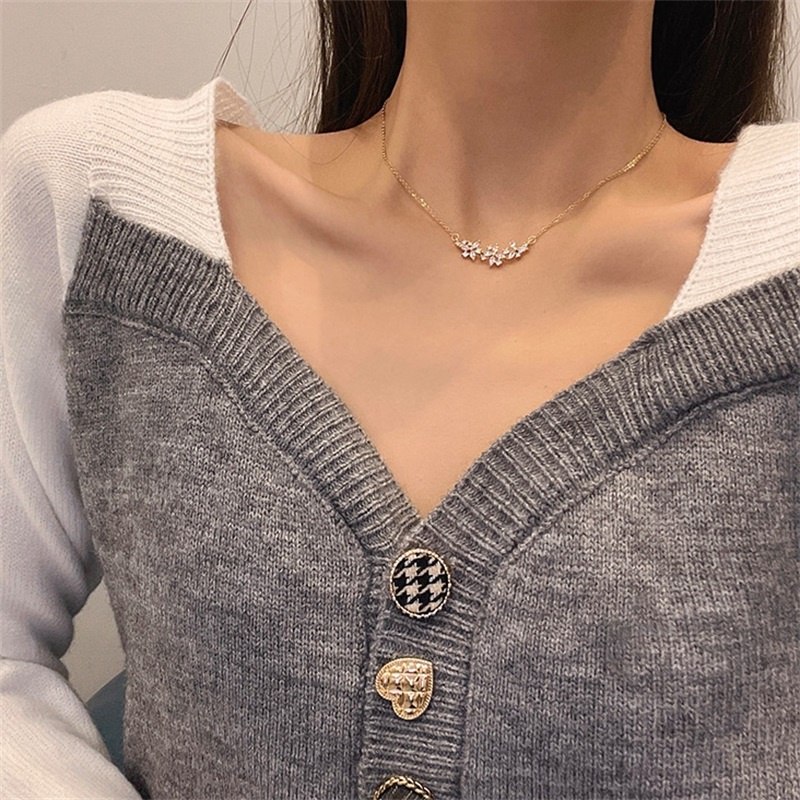 Dây chuyền mặt hoa Zircon phong cách mới thời trang mùa hè cho nữ