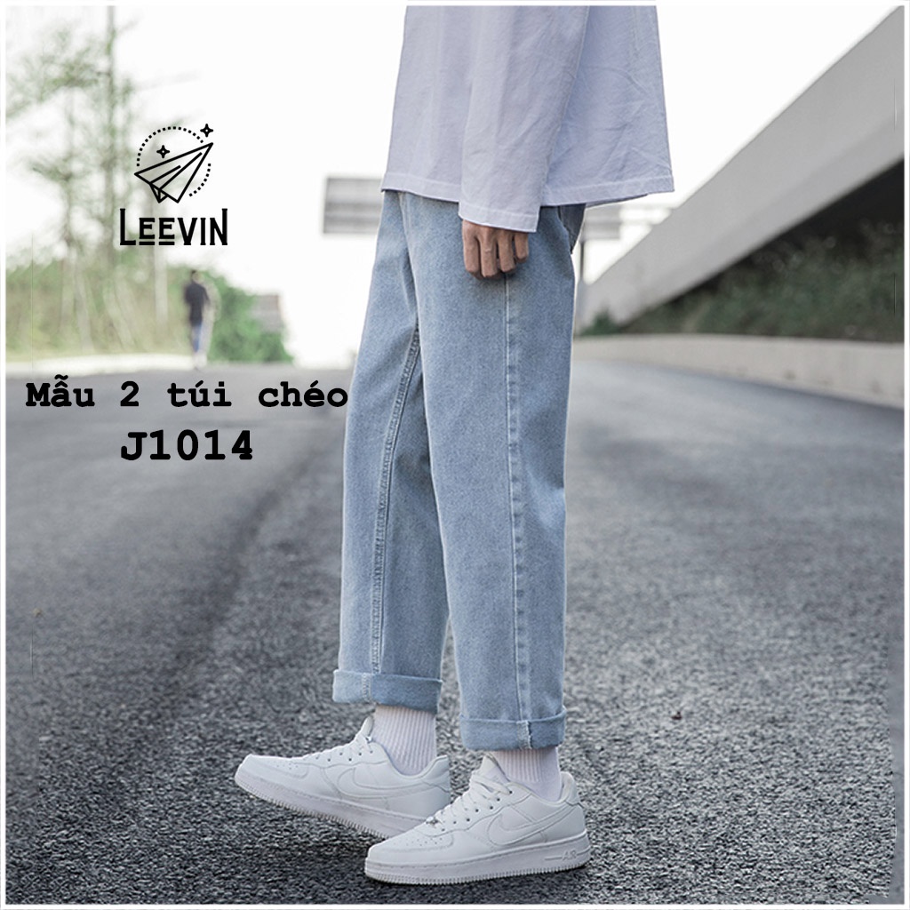 Quần Jean Nam Nữ Ống Suông Unisex 2 Túi Trước - Kiểu quần jeans nam nữ Baggy vải bò Leevin Store