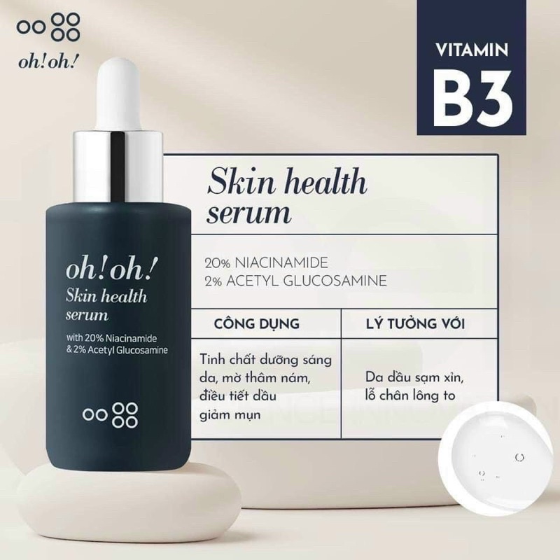 Serum dưỡng sáng giảm thâm nám, thu nhỏ lỗ chân lông Oh! Oh! Skin Health 20% Niacinamide 30ml