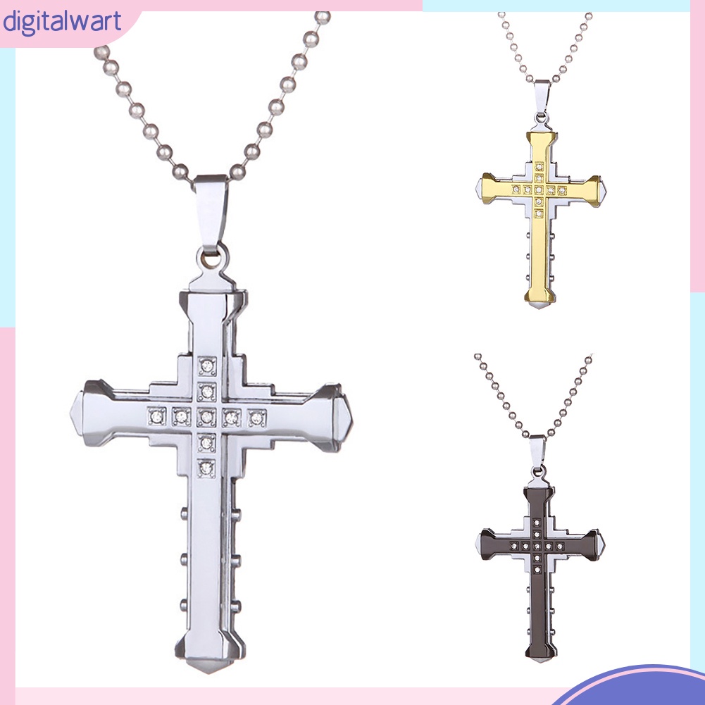 Dây Chuyền Chữ Thập Đính Đá Giả Thời Trang Cho Nam