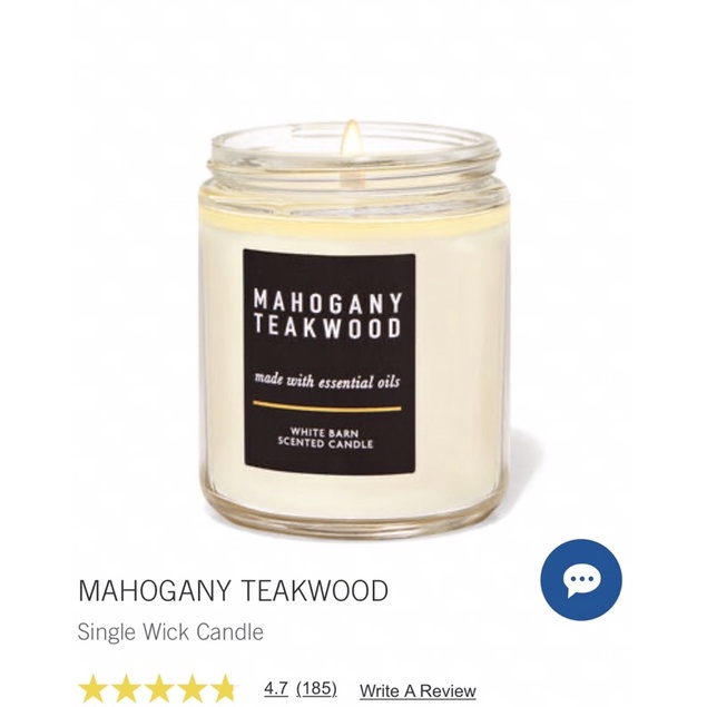 Nến 1 bấc bath & body works Mahogany Teakwood (198gr)