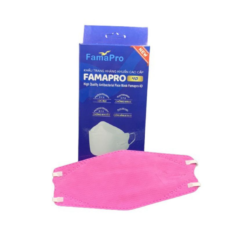 Khẩu trang y tế 4D 4 Lớp kháng khuẩn hàng quốc Famapro Nam Anh khẩu trang màu trắng( 10 cái /hộp ) đủ màu