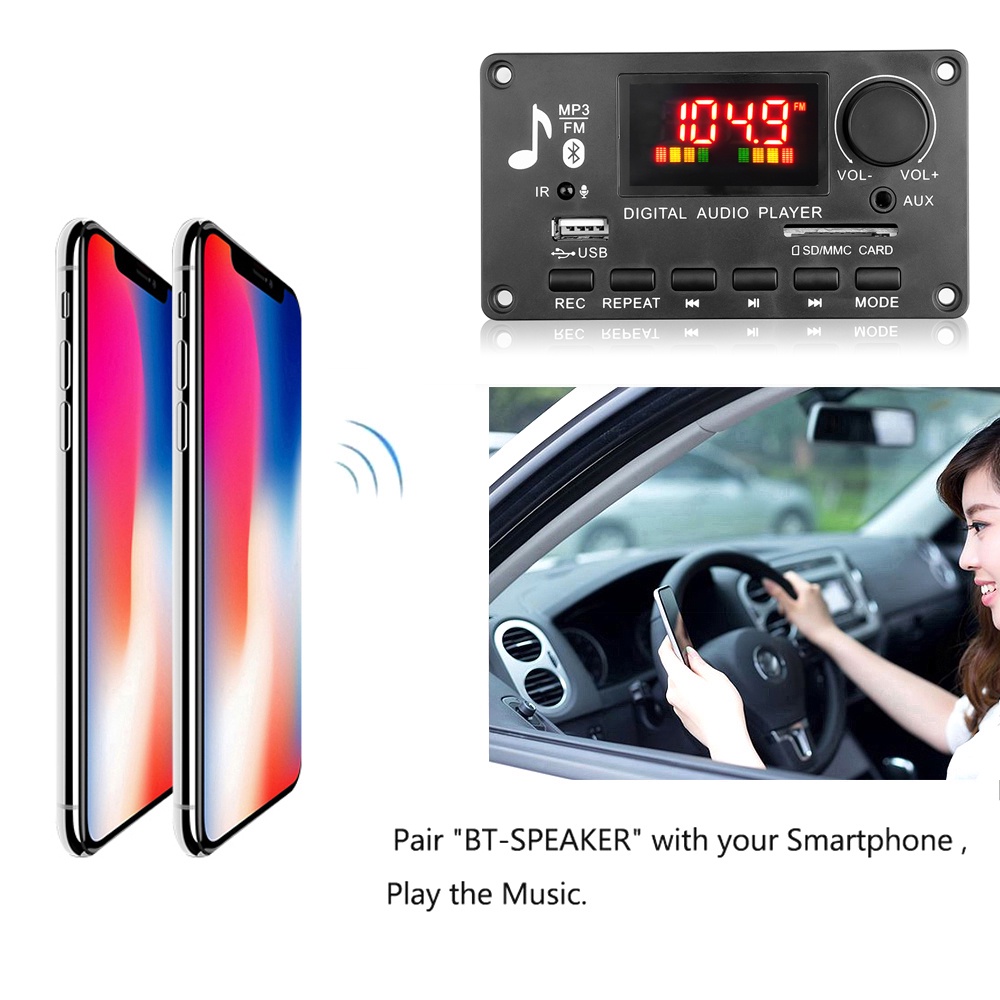Mô Đun Khuếch Đại Âm Thanh mp3 2*40W Hỗ Trợ Bluetooth 5.0 5V-26V Cho Xe Hơi FM Radio mp3