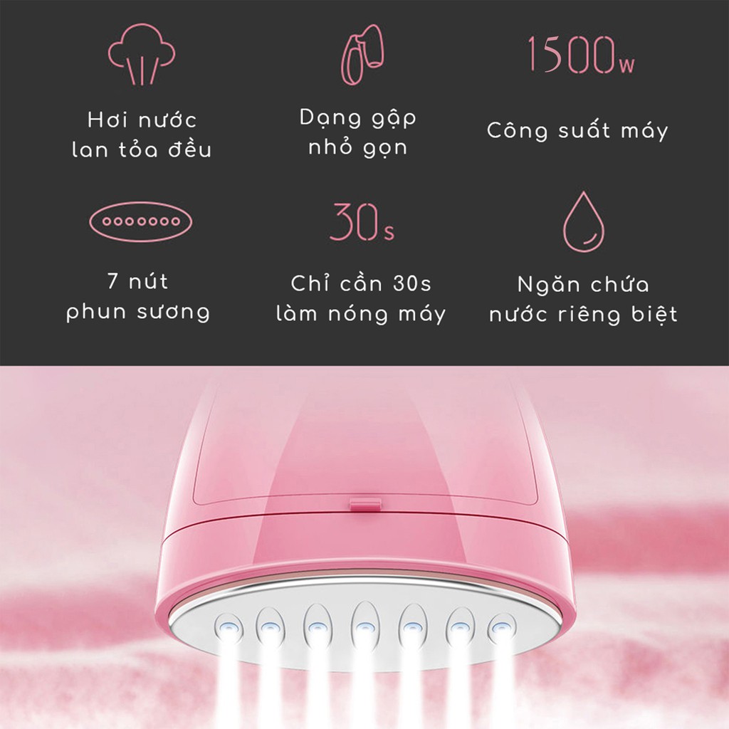 Bàn Ủi Hơi Nước Cầm Tay Mini Mặp Mặp 1500W, Bàn Là Điện Đứng, Máy Là Quần Áo