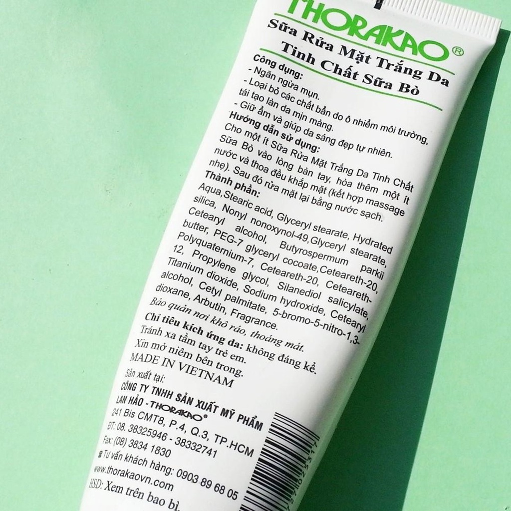 Sữa rửa mặt sữa bò trắng da Thorakao - Ngừa mụn, giảm nhờn, tái tạo làn da 120g
