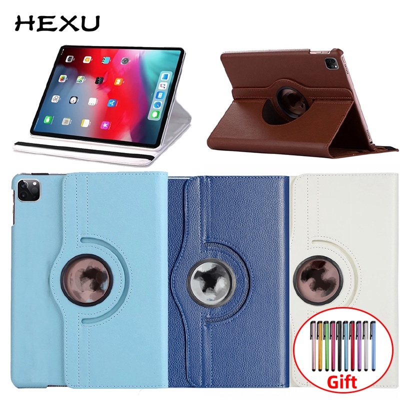 Ốp Máy Tính Bảng Da PU Nắp Lật Xoay 360 Độ Cho iPad Pro 11 12.9 2021 Air5 Air4 10.9 9th 8th 7th 10.2 Inch 2018 2020