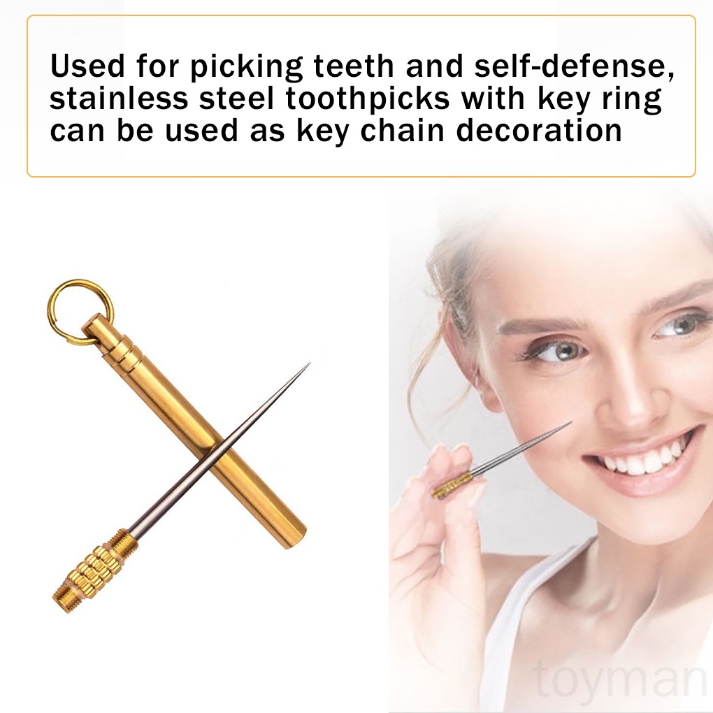 Tăm xỉa răng bằng kim loại có tay cầm tiện dụng dễ dàng mang đi