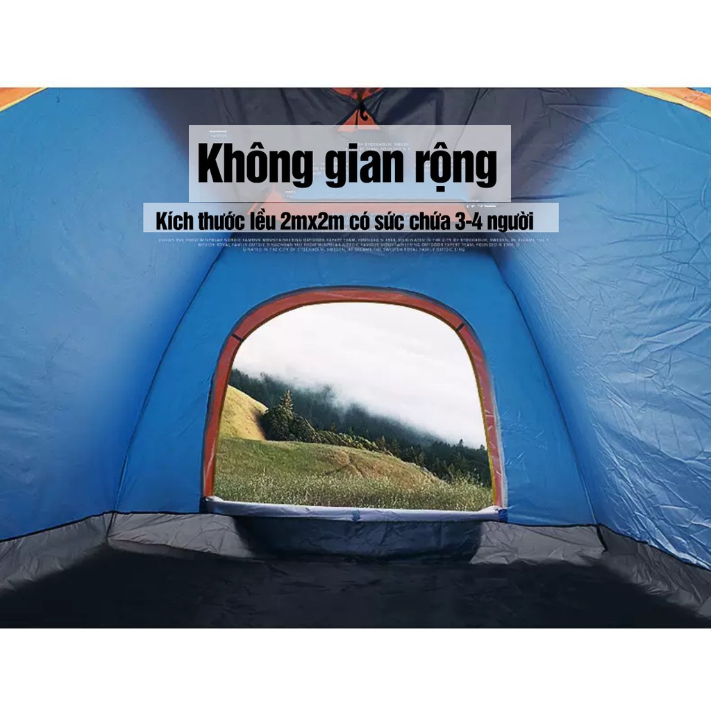 Lều Cắm Trại  Dã Ngoại 4 Người Tự Bung Cỡ Lớn 2mx2m Chống Nước Nhẹ Chống Gió Chống Tia Bức Xạ Có Che Đỉnh Lều | BigBuy360 - bigbuy360.vn