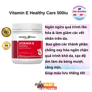 date 2024 Healthy Care vitamin E [Úc] - hộp 200 viên 500IU- viên uống đẹp da, hỗ trợ sức khỏe tim thumbnail