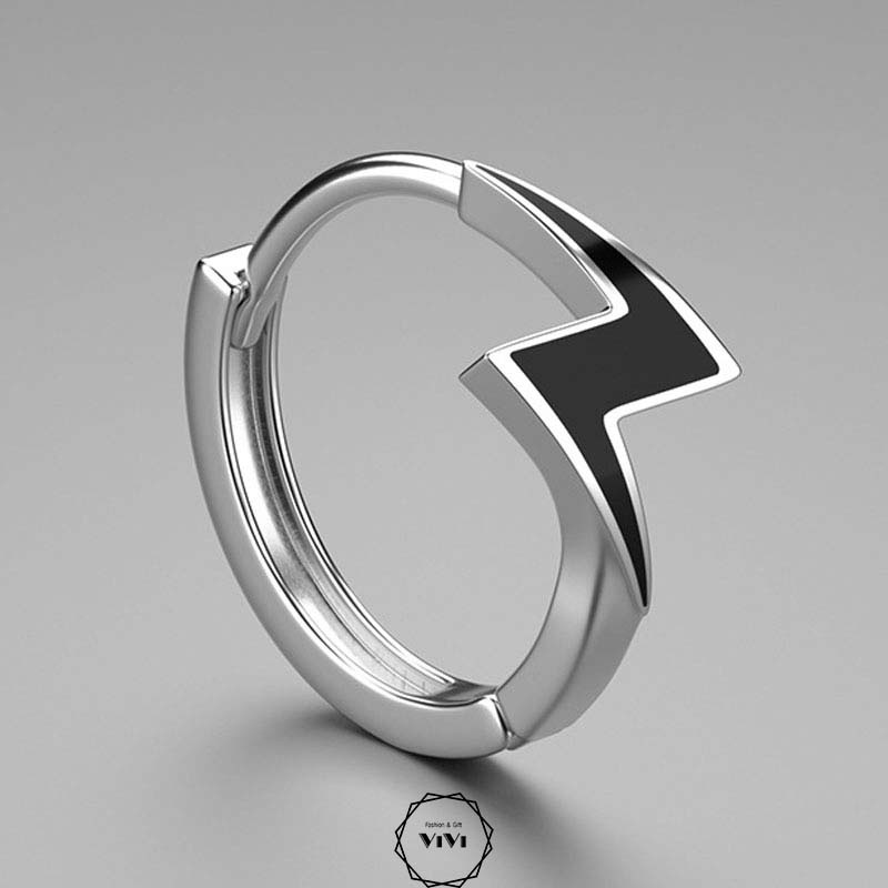 Bông tai bạc nam kiểu tròn sấm sét Flash – khuyên tai bạc ViVi_Gift