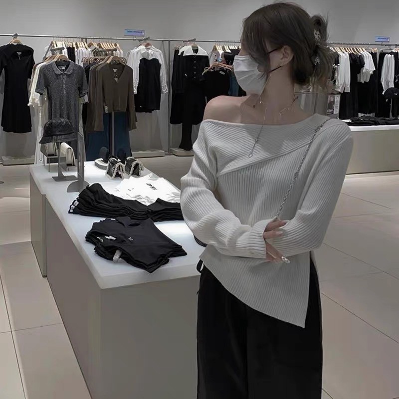 áo len tăm lệch vai,phối cổ vạt siêu gợi cảm | BigBuy360 - bigbuy360.vn