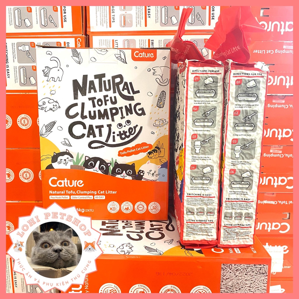 1 hộp 2 gói cát đậu nành tofu cature hương sữa 14L 5.6kg - Cát vệ sinh cho mèo