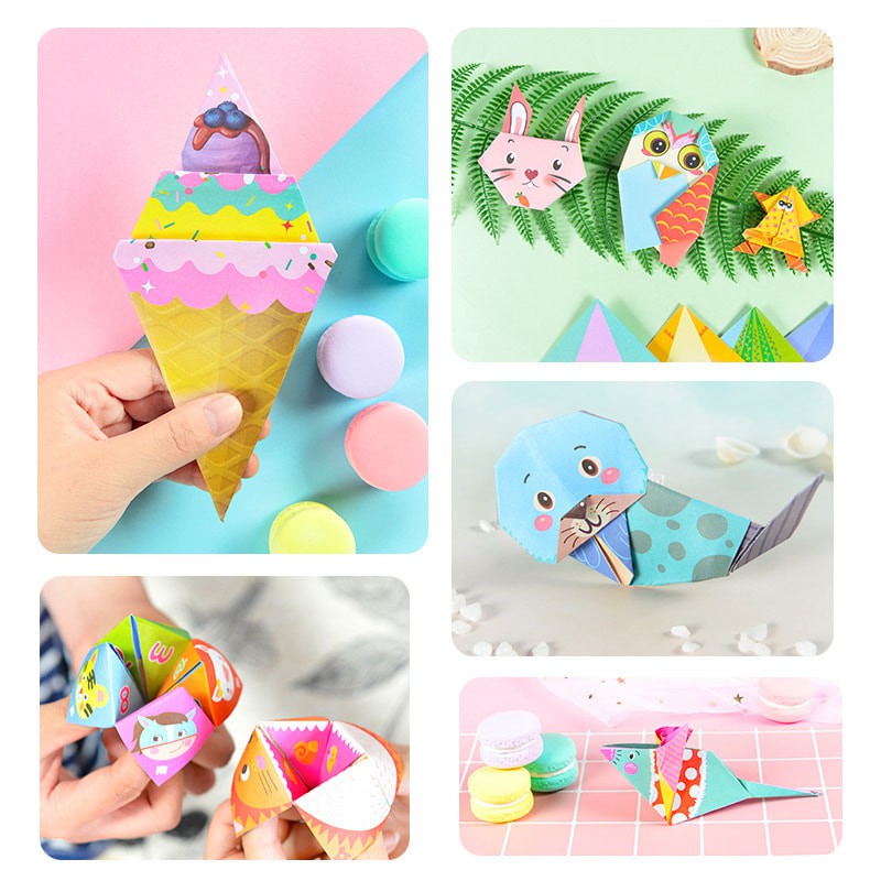 BỘ GẤP GIẤY FUN ORIGAMI 144 TỜ GIẤY IN MÀU SẮC NÉT (KÈM HD CÁCH GẤP CHO BÉ)