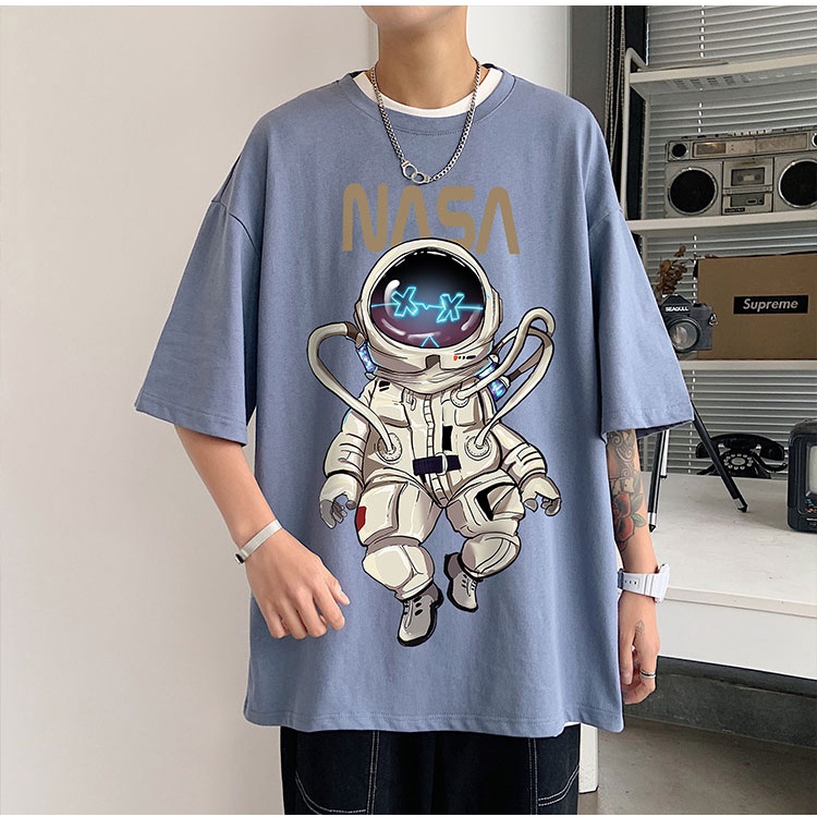 [Mẫu Mới] Áo Thun Nam Nữ Unisex Form Rộng Tay Lỡ Cổ Tròn Phối Họa Tiết Hoạt Hình In Chữ NASA zenkonu TOP NAM 178