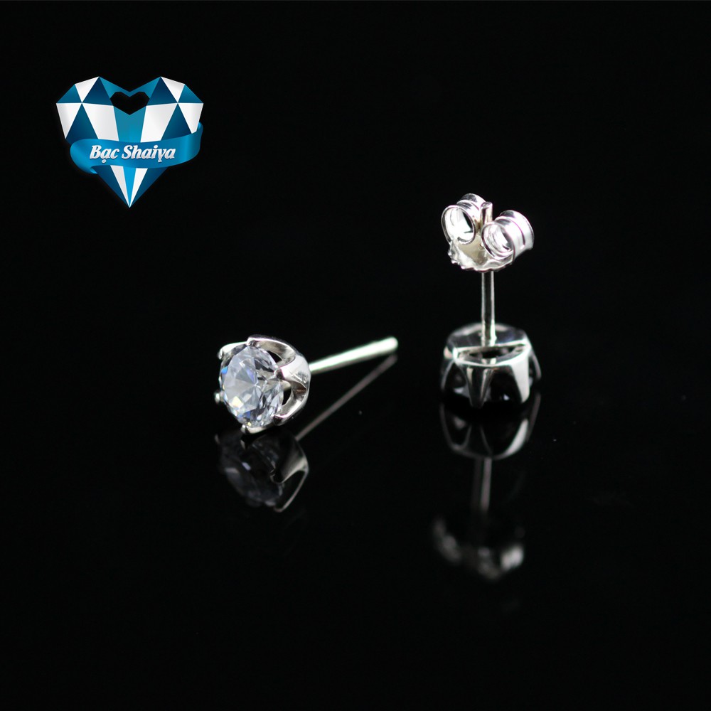 Khuyên tai nam bạc 925 - Bạc Shaiya - KN 42 - Đá CZ 6mm