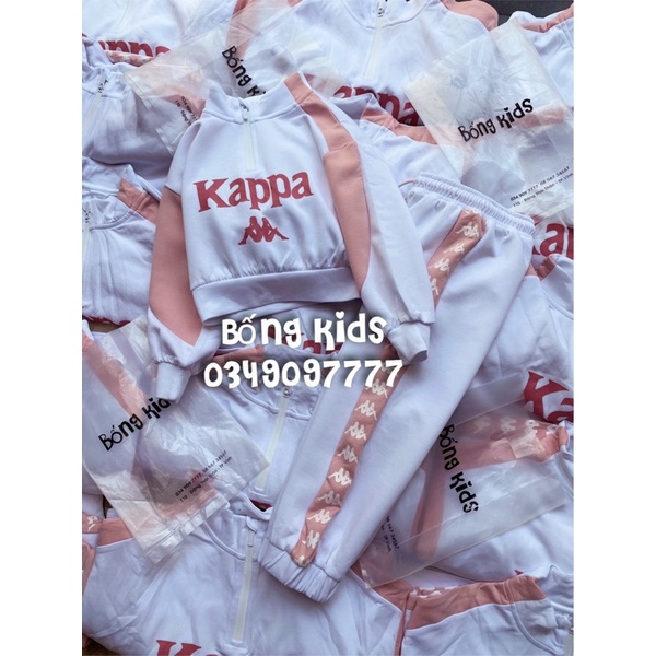 Bộ Nỉ Ép Thể Thao Bé Gái K@ppa Hồng/Trắng ZR