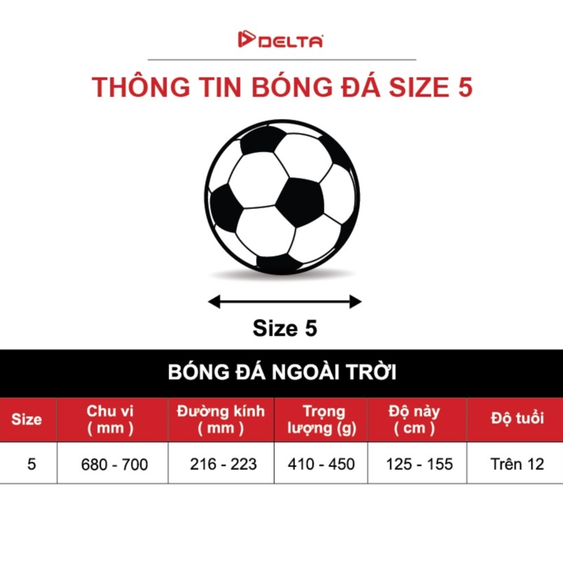 Bóng đá size 5 DELTA D-League 9960-5D chất liệu PU microfiber, sử dụng cho 12 tuổi trở lên chơi trên nhiều loại sân