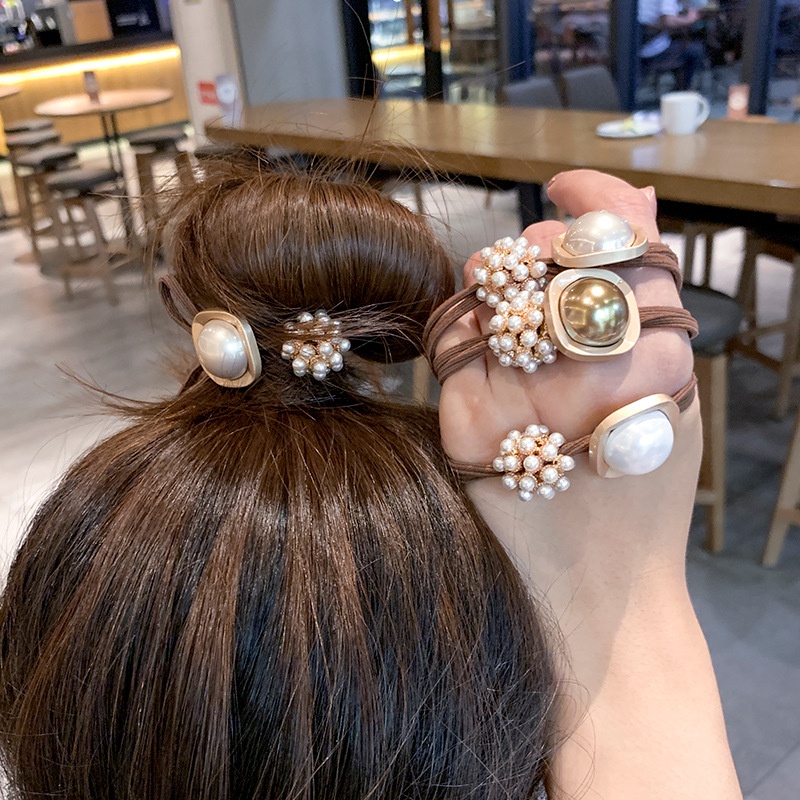 Dây Buộc Tóc Cao Su Đính Ngọc Trai Nhân Tạo Đơn Giản Phong Cách Hàn Quốc