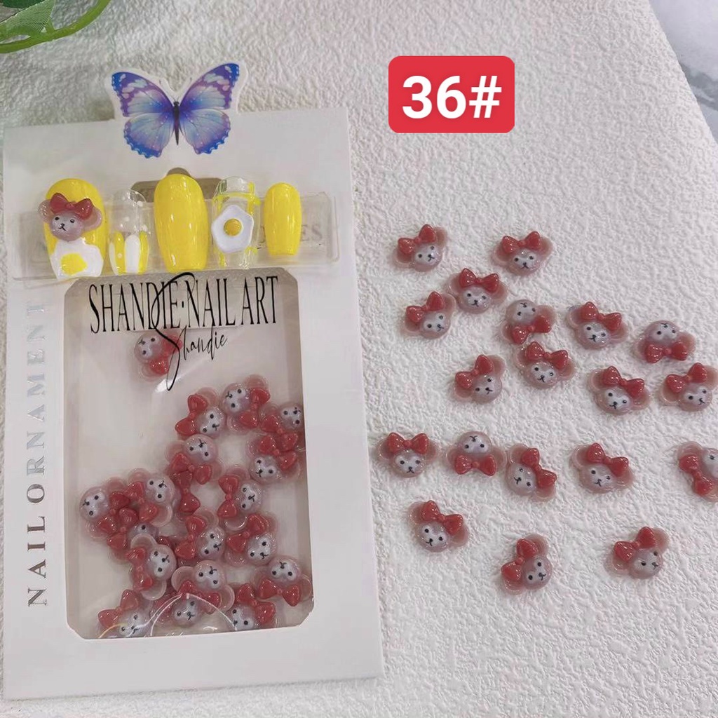 Mẫu 21-40 phụ kiện trang trí móng nơ, mẫu hình, hoa cham các mẫu đẹp