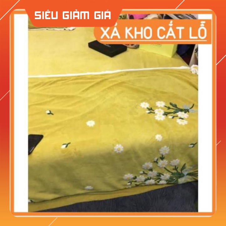 Bộ chăn ga gối nỉ nhung cúc họa mi cao cấp < cam kết uy tín>