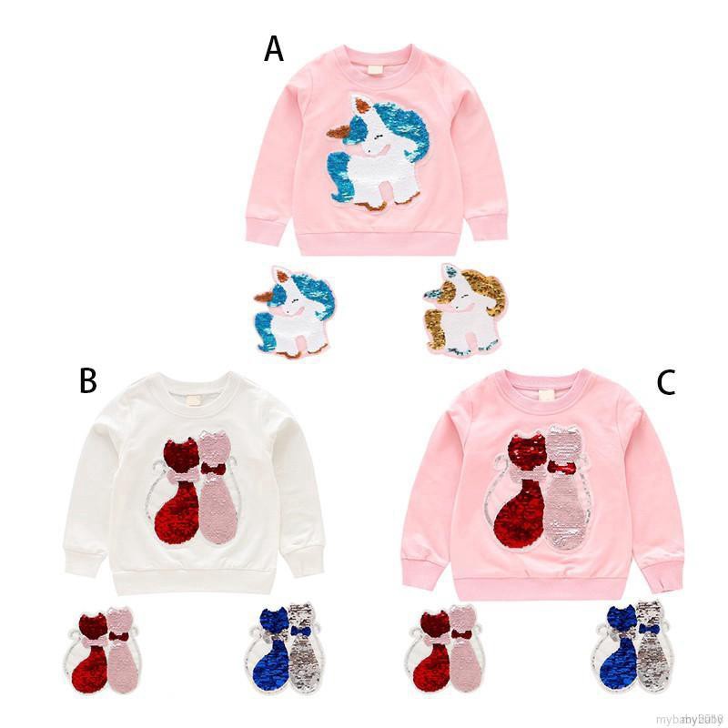 My Baby  Autumn Baby Girls Long Sleeve Shirt Kids Cartoon Change Color Design Outerwear