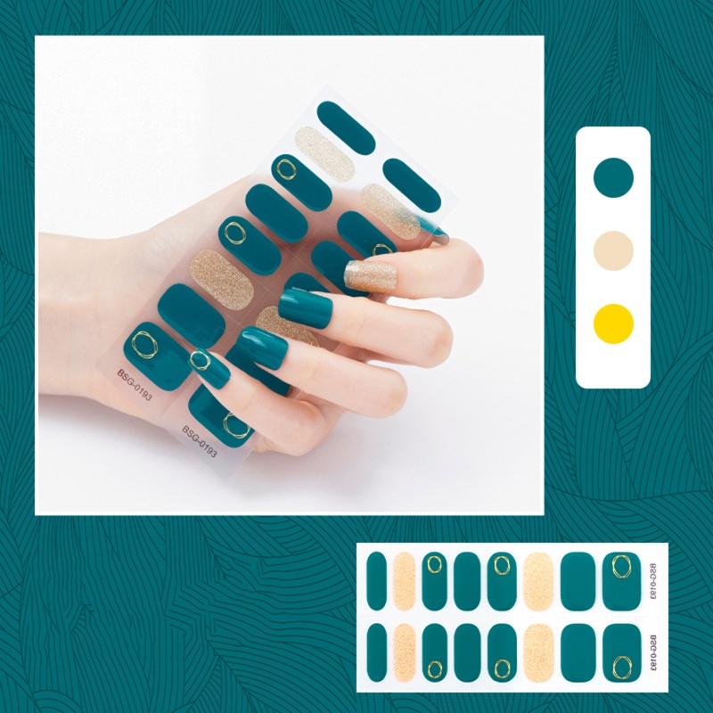 Set 16 Miếng Dán Gel Trang Trí Móng Tay Toàn Diện Chống Thấm Nước