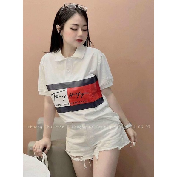 Áo phông polo tommy in ngang ngực