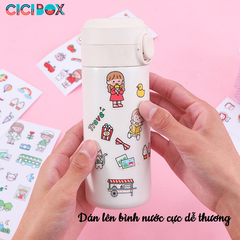 Sticker cute trang trí dán laptop tập vở bình nước Nhãn dán dễ thương CICIBOX