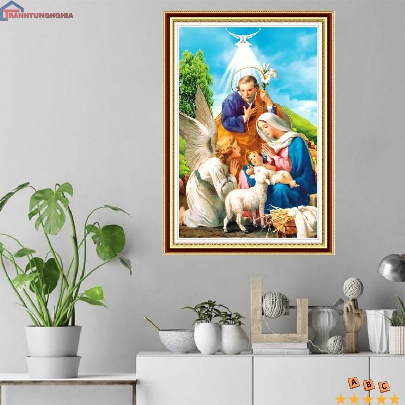Tranh đính đá gia đình thánh gia 76cm x 53cm