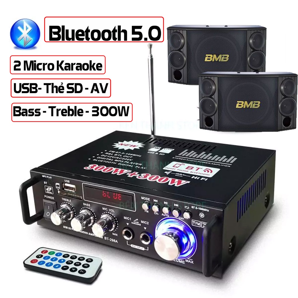 Ampli Mini Loa Amly Bluetooth BT198B 1200W Cao Cấp Loại Tốt, Amply Hát Karaoke Gia Đình, Dễ kết nối, Bảo hành chính hãng