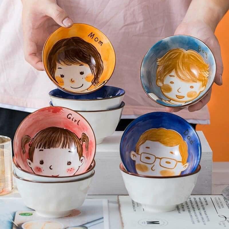 Bát Ăn Cơm Gia Đình, Chén Bát Decor Dễ Thương Bố Mẹ Con - Beofamily