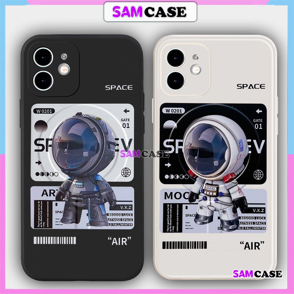 Ốp lưng iPhone Phi hành gia Nasa Cute cạnh viền vuông silicon mềm dẻo cho ip 6/6s/7/8/X/XS/XR/11/12/13/14 Pro Plus Max