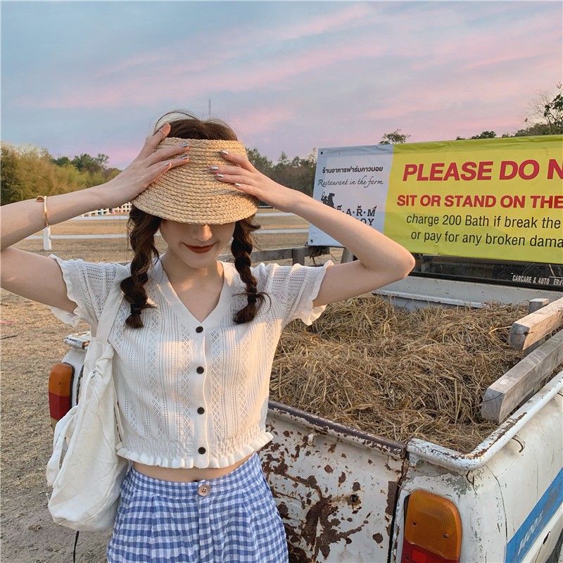 Áo kiểu nữ ngắn tay croptop dễ thương thời trang