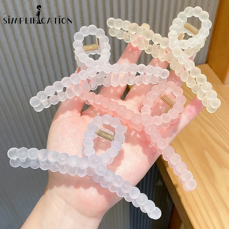 Kẹp Tóc Móng Vuốt Màu Trơn Đính Hạt Acrylic Thời Trang